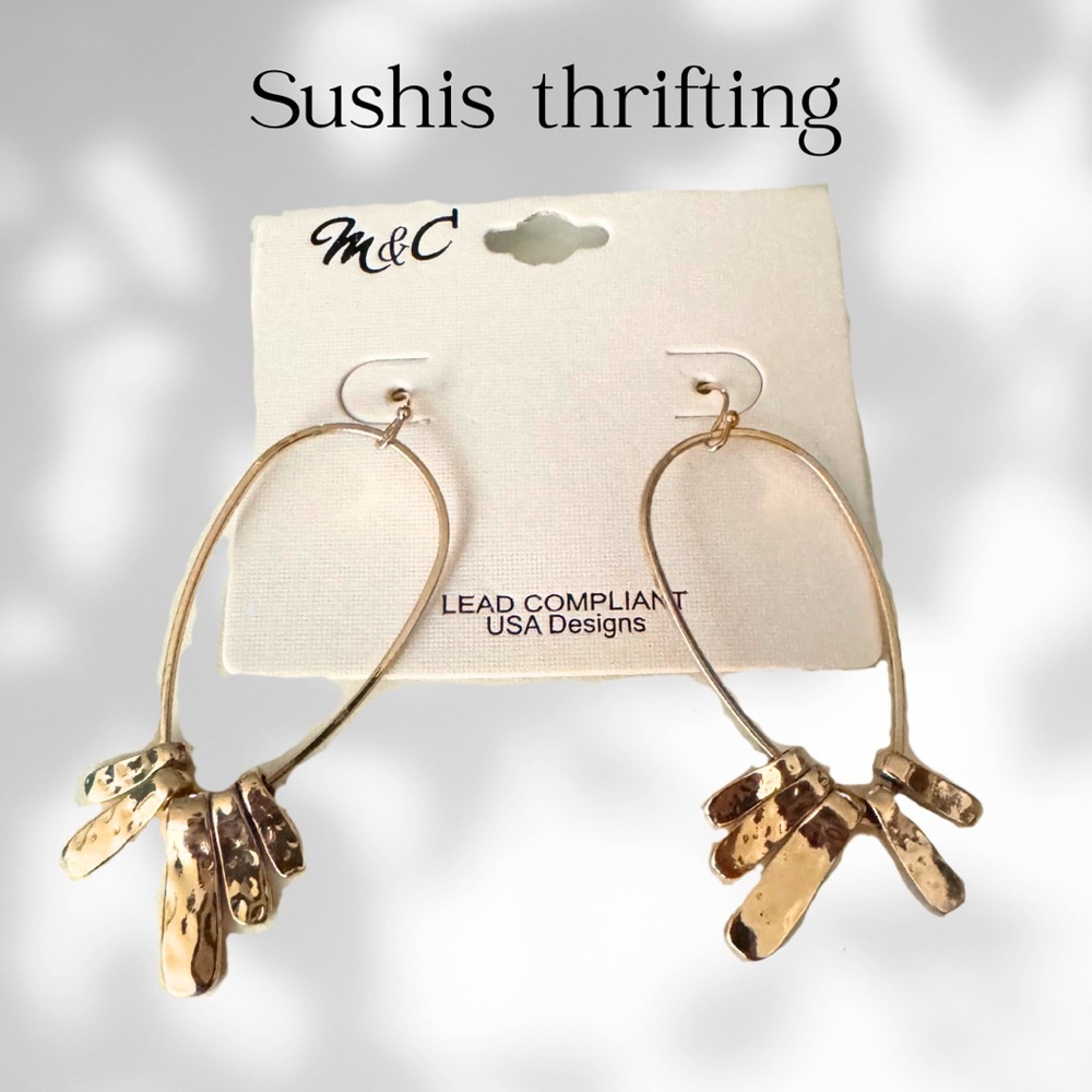 Gold Dangle Earrings - Picture 2 of 3